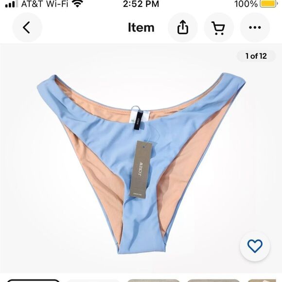 J Crew Curved Waist Cheeky Bikini Bottom Blue - S - Picture 1 of 9